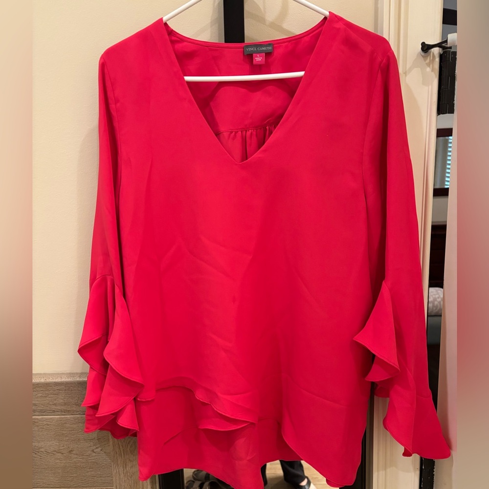 Vince Camuto Poppy Red Blouse size Large. Excellent condition. Worn once.